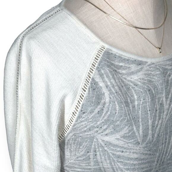 SCOTCH & SODA MAISON SCOTCH Palm Print Sweater Sweatshirt Relaxed Gray White 4 - Picture 2 of 13